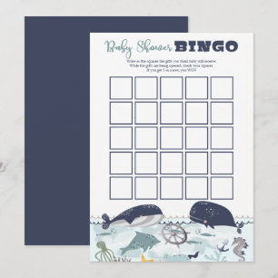 Blauw onder het Zee Ocean Theme Baby shower Bingo Kaart