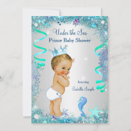 Blauw onder het Zee Prince Baby shower Blonde Baby Kaart
