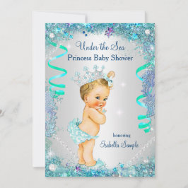 Blauw onder het Zee Princess Baby shower Blonde Kaart
