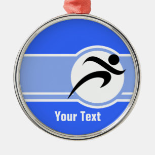 Blauw onderweg metalen ornament