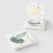 Blauw Onderzetter met guppy Stone (Zijkant)