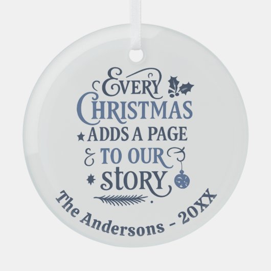 Blauw ons verhaal typografie Kerstmis Glas Ornament (Voorkant)