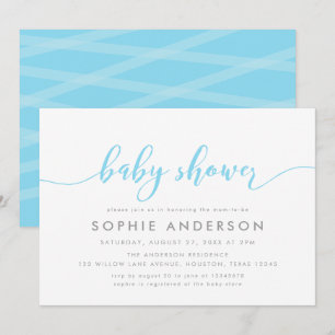 Blauw Ontspannen Script Baby Borrel Kaart