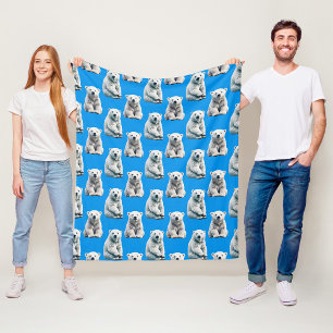 Blauw ontwerp met ijsbeerpatroon fleece deken