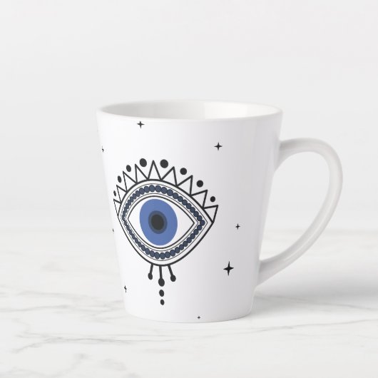 Blauw oog als toversymbool voor succes latte mok (Rechts)