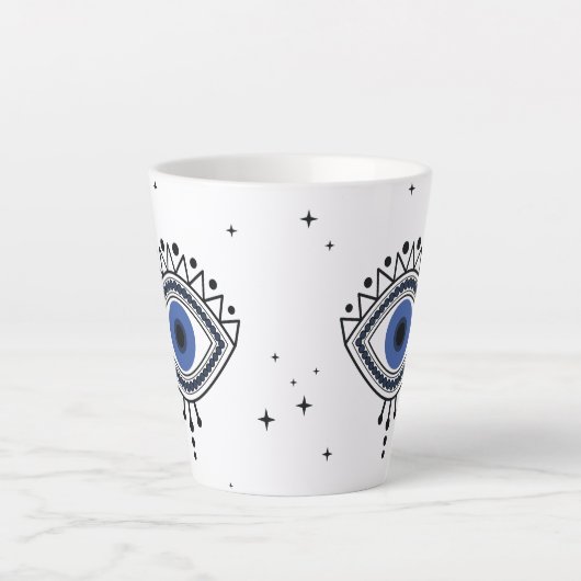 Blauw oog als toversymbool voor succes latte mok (Voorkant)