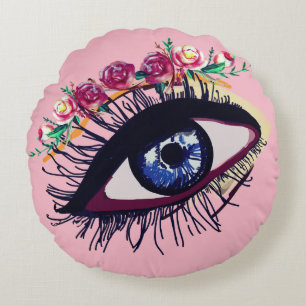 Blauw oog en bloem aangepaste zomer kussen