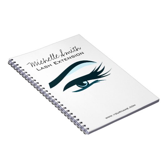 Blauw oog lange wimpers extensie icoon notitieboek (Rechterzijde)