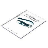 Blauw oog lange wimpers extensie icoon notitieboek (Linkerzijde)