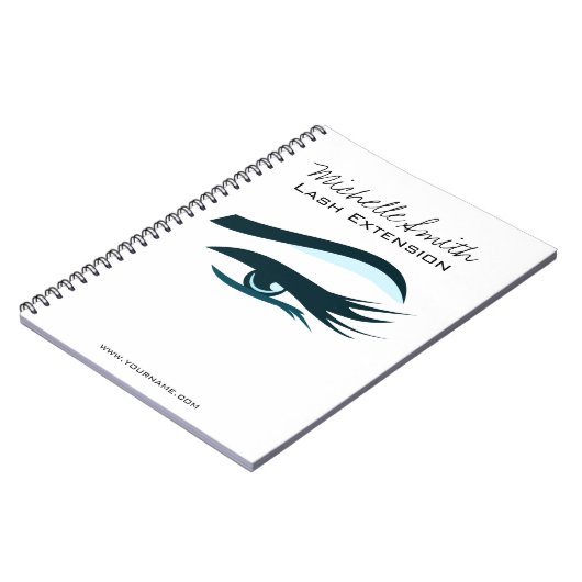 Blauw oog lange wimpers extensie icoon notitieboek (Linkerzijde)