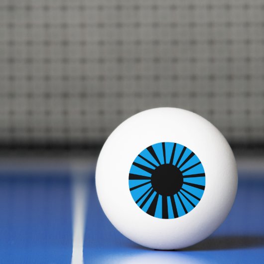 Blauw oog met zwarte bladzijde op witte eyeball pingpongballen (Net)