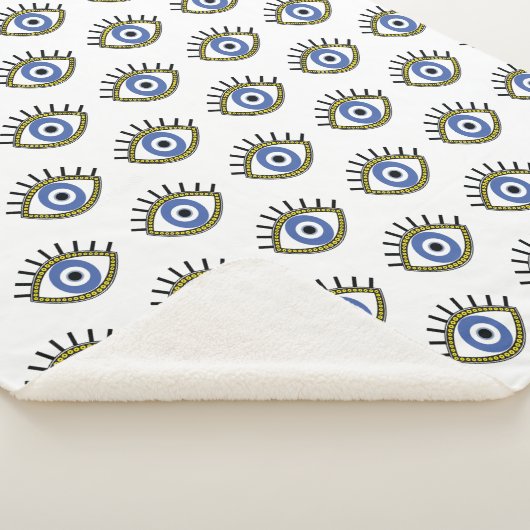 Blauw oog, succes, bescherming tegen kwade ogen sherpa deken (3/4)