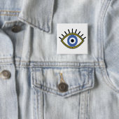 Blauw oog, succes, bescherming tegen kwade ogen vierkante button 5,1 cm (In situ)