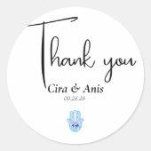 Blauw oog Turkse stijlen dank u bruiloft Ronde Sticker (Voorkant)