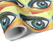 Blauw oogpatroon cadeaupapier (Rol Hoek)