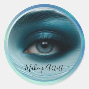 Blauw Oogschaduw Krachtige Esthetiek Ronde Sticker