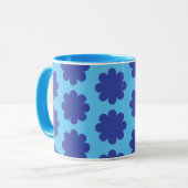 Blauw op Aqua Retro Flower Art Mok Cup (Voorkant links)
