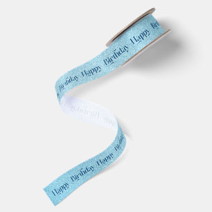 Blauw Op Blauwe Gelukkige Verjaardag Retro Typogra Lint