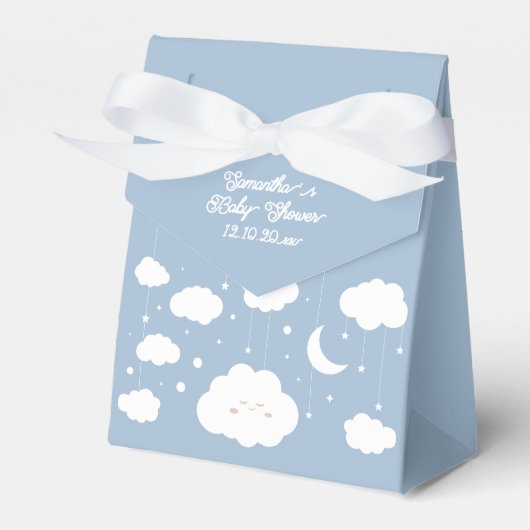 Blauw op Cloud 9 Baby shower Bedankdoosjes (Voorkant Zijde)