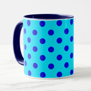 Blauw op cyaan polka stippen patroonontwerp mok