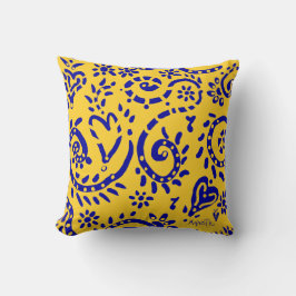 blauw op gele pip kussen