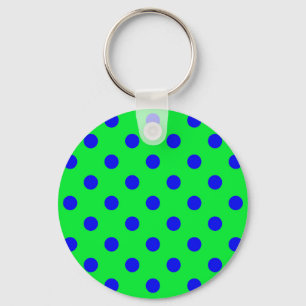 Blauw op groen polka stippen patroonontwerp sleutelhanger