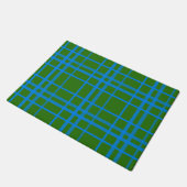 Blauw op groen Tartan Plaid Pattern Design Deurmat (Schuin)