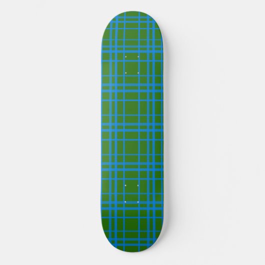 Blauw op groen Tartan Plaid Pattern Design Skateboard (Voorkant)