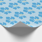 Blauw op Light Blue Hibiscus Cadeaupapier (Hoek)