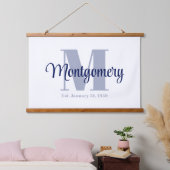 Blauw op maat gemaakt familienaambordje huwelijksc hangend wandkleed (Slaapkamer)