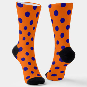 Blauw op oranje polka stippen patroonontwerp  sokken