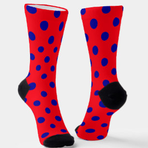 Blauw op rode stippen Patroonontwerp Sokken