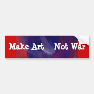 Blauw op rood - maak kunst niet oorlogsbuursticker bumpersticker
