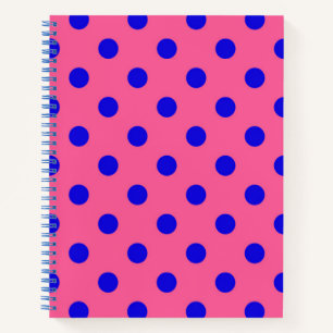 Blauw op roze stippen Patroonontwerp Notitieboek
