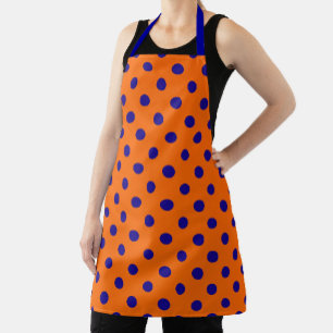 Blauw op Sinaasappel Polka Dots Patroonontwerp Schort
