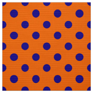 Blauw op Sinaasappel Polka Dots Patroonontwerp Stof