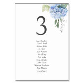 Blauw op Witte Hydrangea Gastenlijst Tafelnummer (Voorkant)