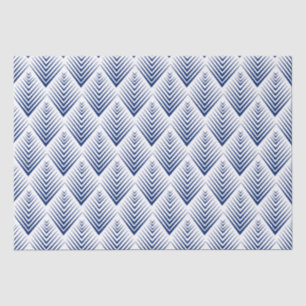 Blauw op witte ventilatoren Art Deco Pattern Tissuepapier