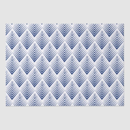 Blauw op witte ventilatoren Art Deco Pattern Tissuepapier (Voorkant)