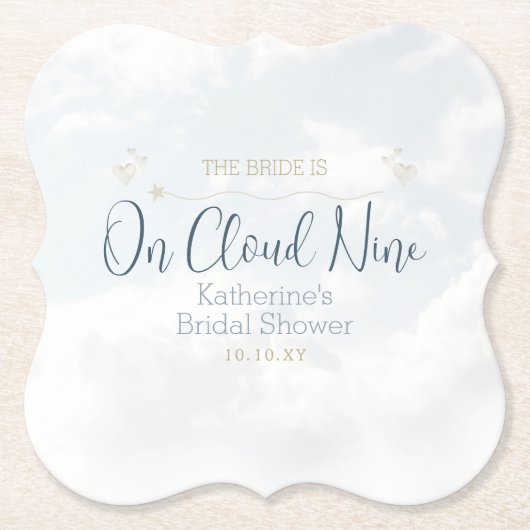 Blauw Op Wolken Tien Elegant Bruidsfeest Kartonnen Onderzetters (Voorkant)