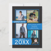 Blauw op zwart 5-fotocollage-Afstuderen Aankondiging (Voorkant)