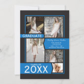 Blauw op zwart Afstuderen voor fotocollage Aankondiging (Voorkant)