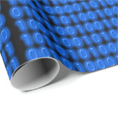 Blauw op zwarte binaire code cadeaupapier (Rol Hoek)