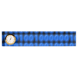 Blauw op zwarte binaire code naambordje