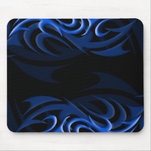 Blauw op zwarte "rook" Mousepad Muismat