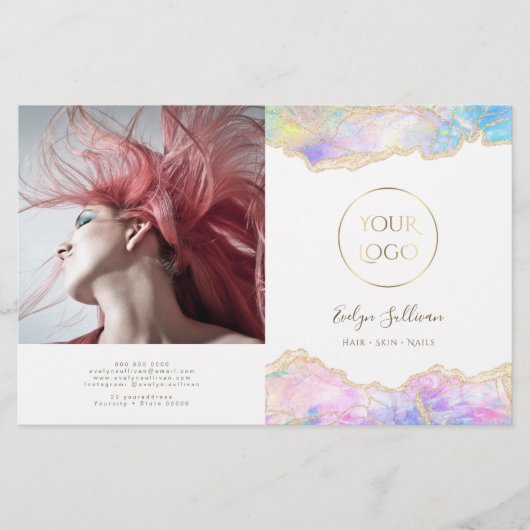 blauw opal design tweeledige brochure (Voorkant)