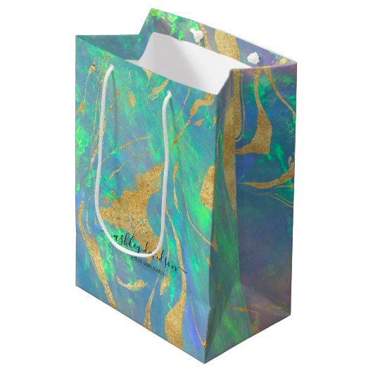 Blauw Opal | Gift Bags voor winkels Medium Cadeauzakje (Voorkant Gekanteld)