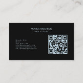 Blauw Opal Glitter Haar Script Schaar QR Code Visitekaartje (Achterkant)
