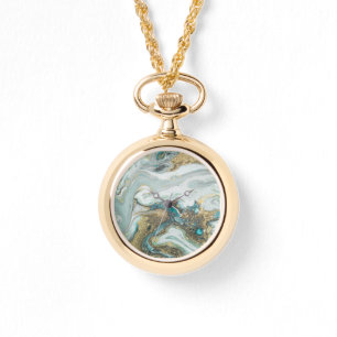 BLAUW OPAL MARBLE SPARKLE GOLD BAND WATTING HORLOGE