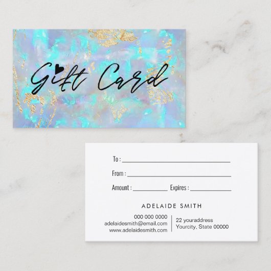 Blauw Opal Textuur Cadeaubon Visitekaartje (Voorkant / Achterkant)